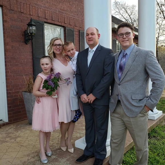 Blush colored formal dress with belt - Picture 7 of 7